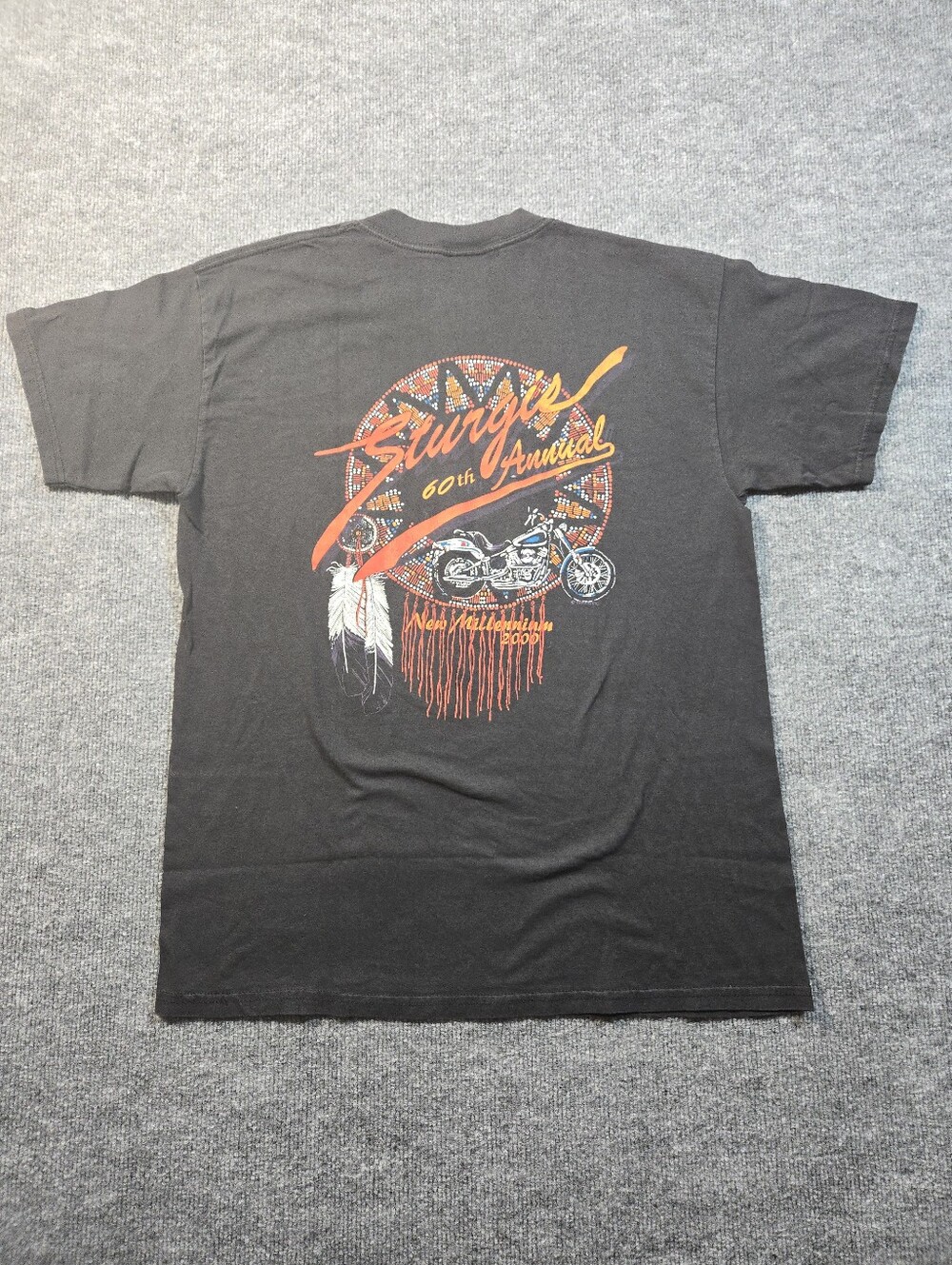 Vintage 2000 Sturgis 60th Annual Bike Rally T-Shirt Men's Large Black Eagle - Picture 3 of 7